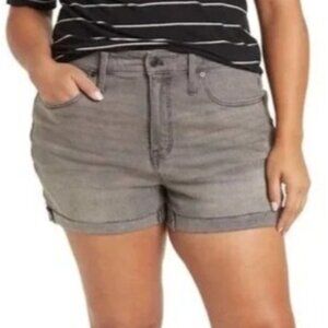 Madewell Womens Plus Size 22W High Rise Cuffed Denim Shorts Gray Slater Wash NWT